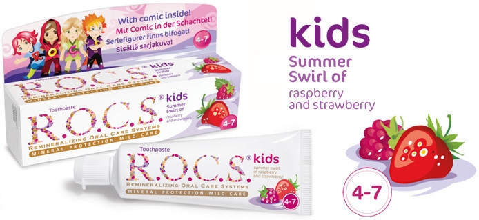 Rocs Kids Summer Swirl Raspberry Stawberry Diş Macunu